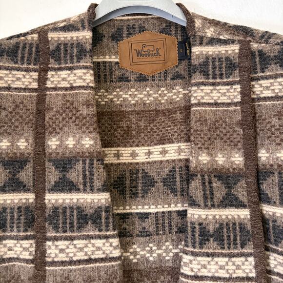 WOOLRICH VTG Wool Aztec Western Fringed Vest Made in USA in Brown Size L - Picture 4 of 12